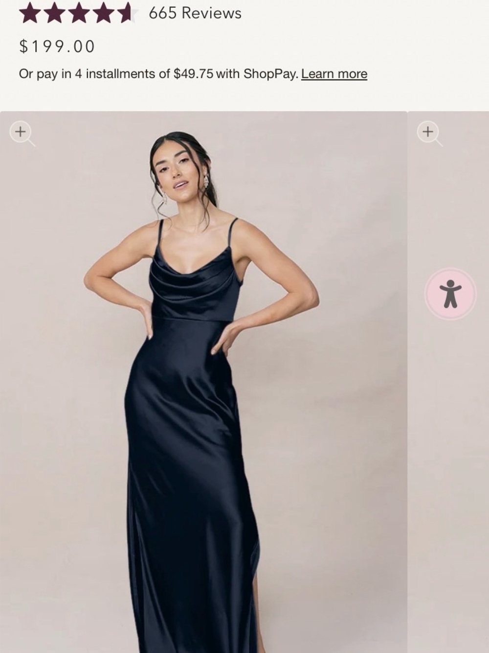 Revelry Navy Skye Satin Cowl Neck Dress